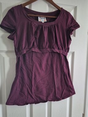 My Bella Mama Nursing Top - Plum Scoop Neck Short Sleeve Top